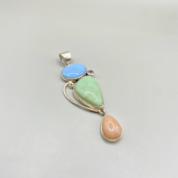 SJ Sterling and Multi Stone Pendant - Picture 3 of 6
